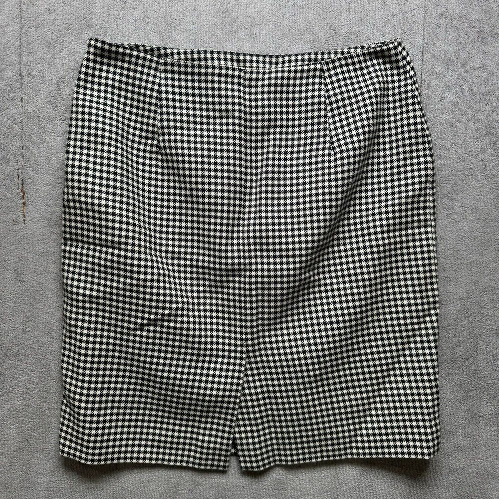 Ralph Lauren LRL Skirt Women 14 Houndstooth Wool Straight Pencil Preppy Academia